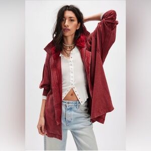 Free People Faux Fur Lined Hoodie~ NWOT!